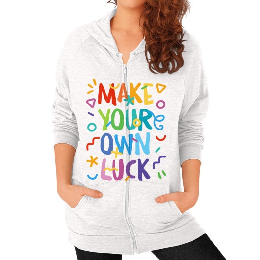 Zip Hoodie (on woman) Tri-Blend Oatmeal - appstest1